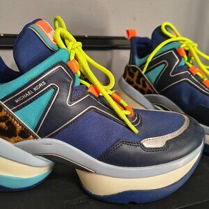 Michael Kors Navy and Leopard Print Sneakers